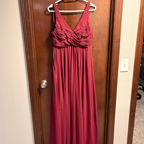 Birdy Grey Sleeveless Maxi Dress in Cabernet with Ruched Bodice